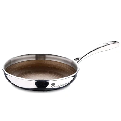 Afbeelding van MasterPro Giro 3 koekenpan, 28 x 4,7 cm, roestvrij staal, antiaanbaklaag, ergonomische handgreep, geschikt voor inductie, niet giftig, PFOA vrij, goudkleurig