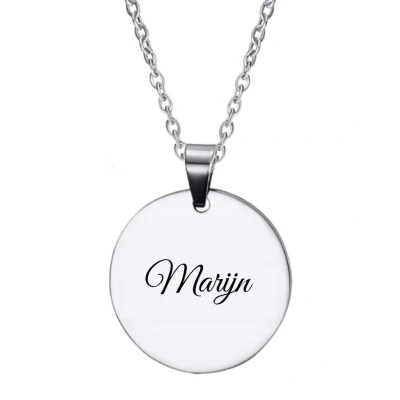Afbeelding van Ketting RVS Met Naam Gravering Marijn Zilver Rond