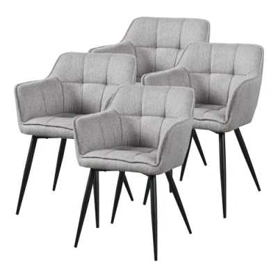 Afbeelding van Eetkamerstoel Birmingham set van 4 fauteuils grijs en zwart [en.casa]