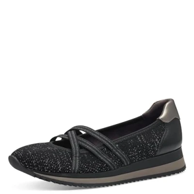 Afbeelding van Jana Ballerina&#039;s, Dames, Maat: 38, Black pewter Textiel/ synthetisch