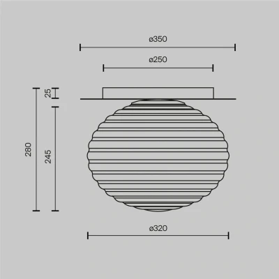 Afbeelding van Maytoni plafondlamp Haspels, goud / wit, Ø 35 cm, glas