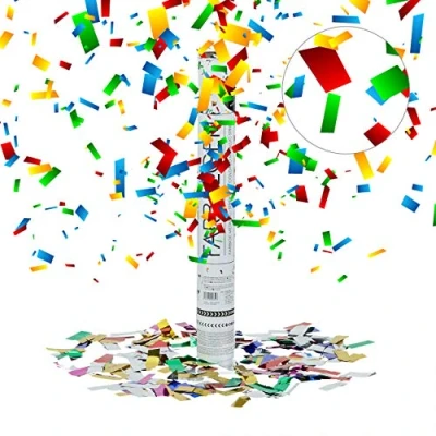 Afbeelding van Relaydays party popper 40 cm, confetti kanon, carnaval, partyshooter, decoratie voor bruiloft, meerkleurig