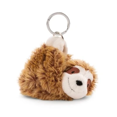 Afbeelding van Sleutelhanger Faultier Slobby 10 cm bruin Metgezel knuffeldierhanger met sleutelring Sleutelhouder voor sleutelkoord, tas, rugzak en meer