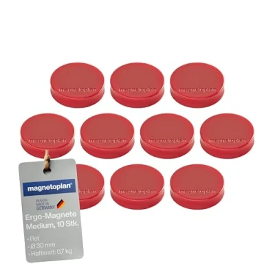 Afbeelding van Ergo Magneten, Medium, Diameter 30 mm x 8 mm, 10 stuks rood