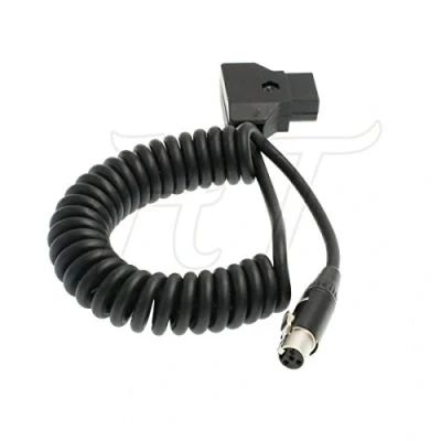 Afbeelding van HT kabel TVLogic Alphatron EVF Monitor opgerolde voedingskabel V mount D tap naar Mini XLR 4 Pin