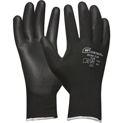 Afbeelding van Werkhandschoen MICRO FLEX maat 10 (XL) zwart fijn gebreid met PU coating 1 paar