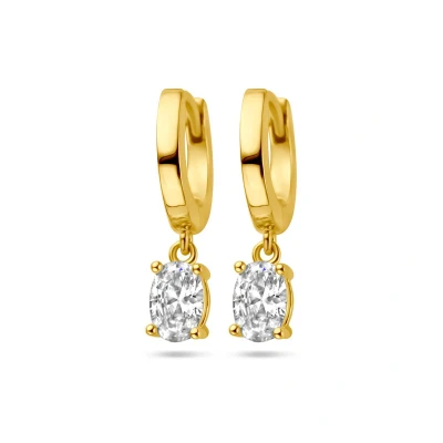 Afbeelding van Zilver Verguld (Geel) Klapoorringen Zirkonia 1 Micron 2103453