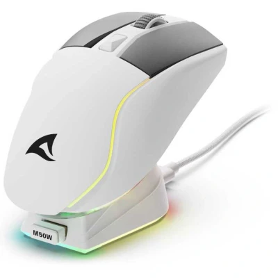 Afbeelding van Muis Sharkoon SGM50W Wit Zwart/Wit