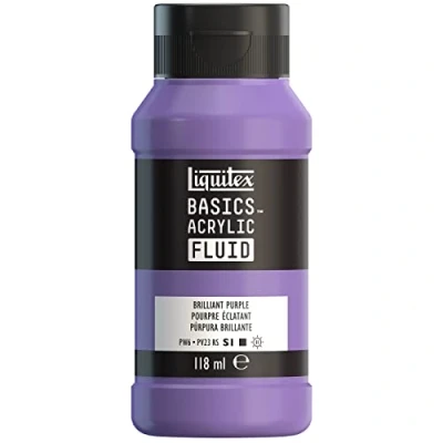 Afbeelding van Liquitex 8870394 Basics Fluid acrylverf met vloeiende consistentie, sneldrogend, lichtecht, waterbestendig, op waterbasis, 118 ml fles briljant paars