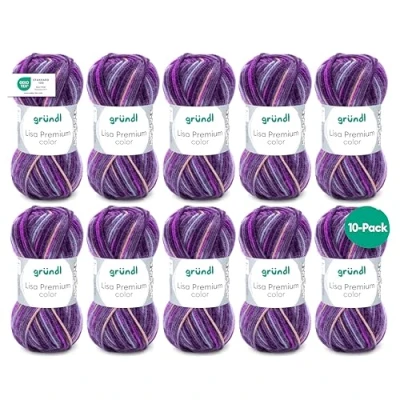 Afbeelding van Gründl Lisa Premium color (brei en haakgaren met een wolachtig karakter van 100% polyacryl, 50 g/133 m, naalddikte: 3,5 4,5, 10 x g), braambes fuchsia lila kleur