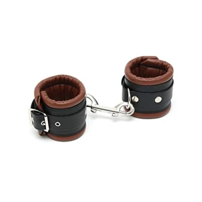 Afbeelding van Rimba Bondage Play Luxe Voetboeien met zachte voering zwart/bruin