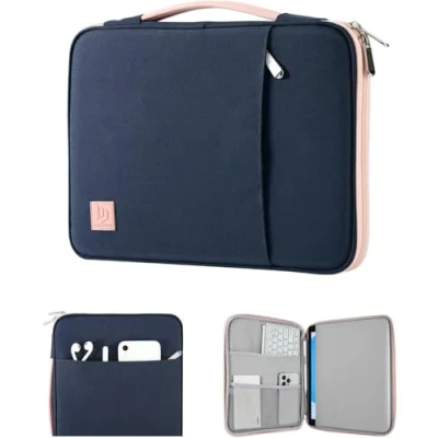 Afbeelding van Dadanism 9 11 inch Tablet Sleeve Organizer Draagtas met Handvat voor iPad 9/8/7e 10.2, Pro M4 M2, Air 11, 5/4 10.9, 10e Galaxy Tab A9+/A8/S9 FE, Indigo &amp; Roze