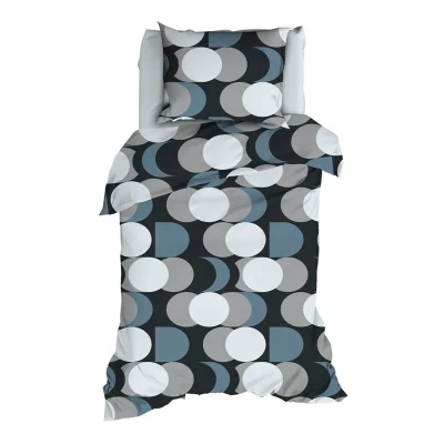 Afbeelding van Dekbedovertrek Satin d&#039;Or Artballs Blauw Grijs Satijn 140 x 200 / 220 cm 1 Persoons