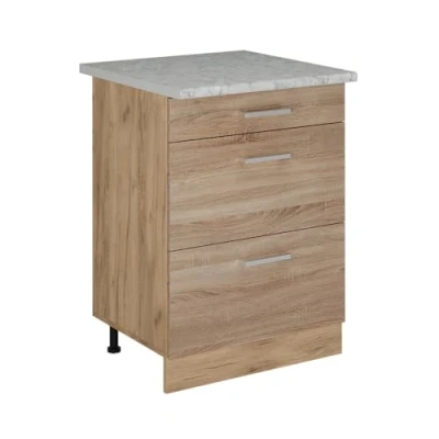 Afbeelding van Vicco Keukenonderkast R Line, Sonoma/Krachtige eik goud, 60 cm met laden, AP marmer