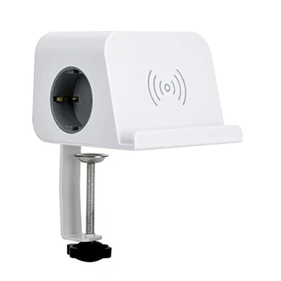 Afbeelding van SIMON Combiflat Stopcontact, 2 geaarde stopcontacten, 16 A, 250 V + USB A C draadloos opladen met houder en bevestiging