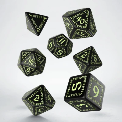 Afbeelding van Q Workshop QWORUN19 bordspel Runic glow in the dark dice set, zwart