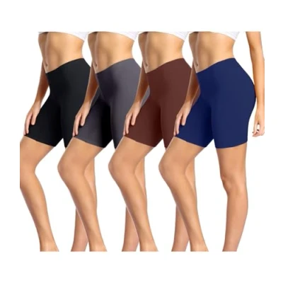 Afbeelding van wirarpa Boxershorts voor dames, katoen, shorts, broekje, set van 4, maat S 5XL, zwart/donkergrijs/donkerblauw/bruin, L
