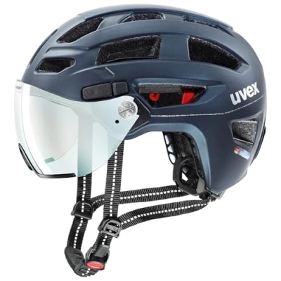 Afbeelding van uvex finale visor v veilige stadshelm voor dames en heren met fotochromatisch vizier inclusief LED verlichting deep space matt 52 57 cm