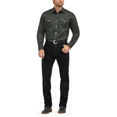 Afbeelding van Wrangler Heren Ms70519 Western werkhemd met stevige afwerking (1 stuk), Black Forest Green, M