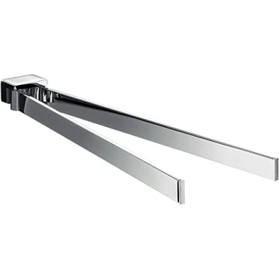 Afbeelding van emco LOFT Handdoekhouder met twee armen voor wandmontage, draaibare badhanddoekhouder van aluminium, hoogwaardige handdoekstang handdoeken, chroomkleurig