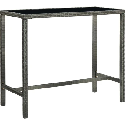 Afbeelding van Tuinbartafel 130x60x110 cm poly rattan en glas grijs