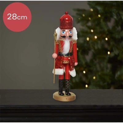 Afbeelding van Notenkraker rood met gouden ster 28CM