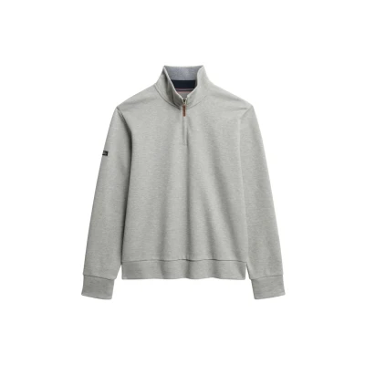 Afbeelding van Superdry Mannen Core Piqué Sweatshirt met Halve Rits Grijs Grootte: M