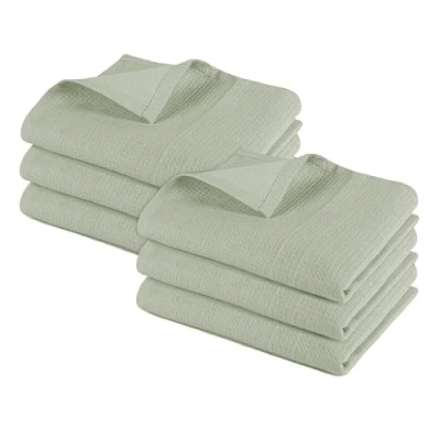 Afbeelding van Pagnanno. Hotelkwaliteit keuken theedoeken en wafelweefsel professioneel katoen 45 x 70 cm Super absorberende sneldrogende schaal, barhanddoeken (Pack van 6 (45x70cm), saliegroen
