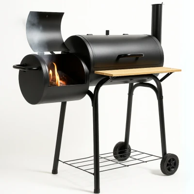 Afbeelding van Cheqo Rookoven Met Barbecue Rook Oven BBQ Smoker 2 in 1 Verrijdbare Houtskool &amp; Wielen
