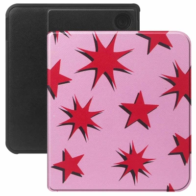 Afbeelding van Selencia Ereader Cover / Hoesje Geschikt voor Kobo Libra Colour Vivid E reader bookcase Stars Rubine Red Light Pink