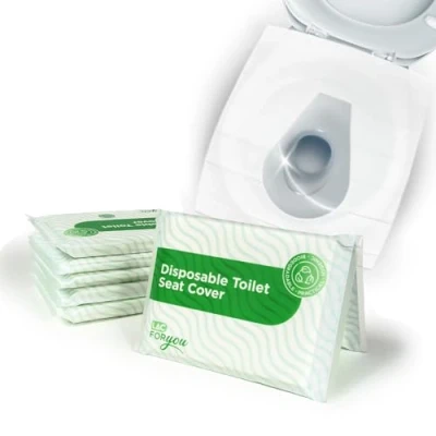 Afbeelding van LAC 60 Wegwerptoiletbrilbeschermer, toiletbrilhoes van biologisch afbreekbaar papier, wc brilbescherming, individuele verpakking, standaardformaat voor kinderen en volwassenen