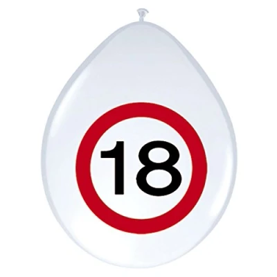 Afbeelding van Ballon 18 jaar Verkeersbord 8 stuks