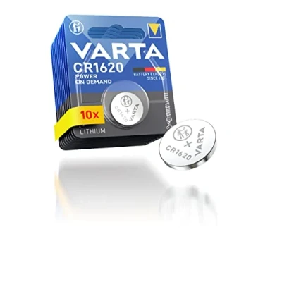 Afbeelding van VARTA Batterijen Knoopcellen CR1620, verpakking van 10, Power on Demand, Lithium, 3V, kindveilige verpakking, voor Smart Home apparaten, autosleutels en andere toepassingen [Exclusief bij Amazon]