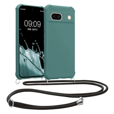 Afbeelding van kwmobile telefoonhoesje compatibel met Google Pixel 8a hoesje Case koord In petrol