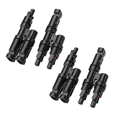 Afbeelding van Aiqeer 2 Paar Zonnepaneel Kabel Connector, Zonne Fotovoltaïsche Connector T Aftakconnector MFF/FMM (Zwart)