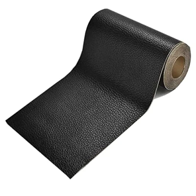 Afbeelding van GELAISI 20 x 200 cm, zelfklevende PU lederen reparatietape, pvc lederfolie, kunstlederlook, ​decoratiefolie, meubelfolie, behang voor binnenruimtes, kasten, leren tassen, autostoelen, bank (zwart)