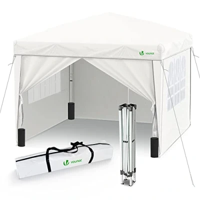 Afbeelding van VOUNOT Tuinpaviljoen, 3 x m, opvouwbaar, met 4 zijden en zandzakken, voor camping, festival, strand, inclusief draagtas, wit