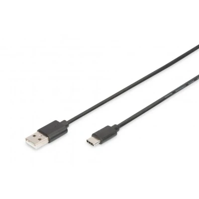 Afbeelding van Digitus USB kabel 2.0 A stekker, C stekker 1.00 m Zwart Flexibel, Folie afscherming, Afscherming gevlochten