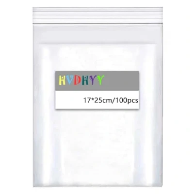 Afbeelding van HVDHYY Herbruikbare transparante zakken met ritssluiting, 170 mm x 250 mm, 100 stuks, plastic zakjes, m, dikke, kleine sieraden, oorbellen, patroon