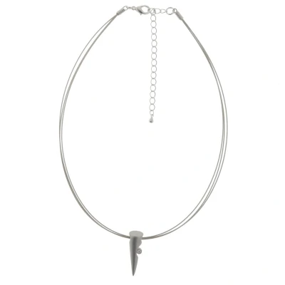 Afbeelding van Behave Ketting dames zilver kleur staaldraad punt hanger 40 cm