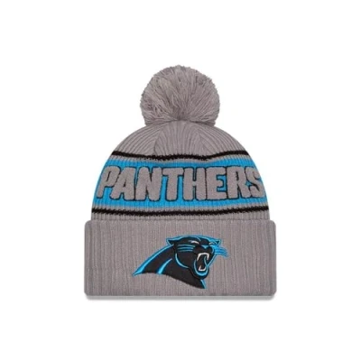 Afbeelding van New Era Carolina Panthers NFL 2024 Sideline Sport Knit Grijs Bobbel Muts