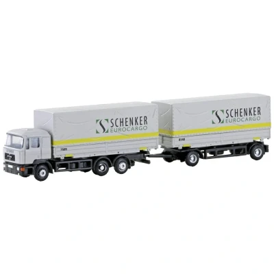 Afbeelding van Minis by Lemke LC4633 N Vrachtwagen MAN F90 3 assige wissellaadbak hangertrein Schenker Cargo