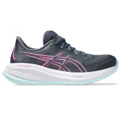 Afbeelding van Asics Gelcumulus 26 Hardloopschoenen neutraal, Dames, Maat: 44.5, Tarmac/bold magenta Textiel/ synthetisch