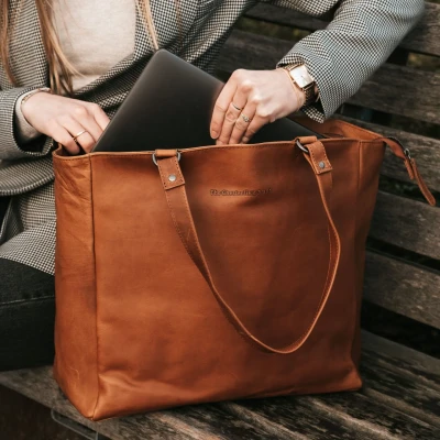 Afbeelding van The Chesterfield Brand Berlin Shopper Large cognac Laptoptas