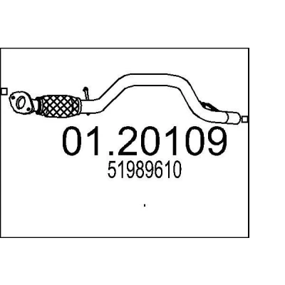 Afbeelding van MTS 01.20109 Uitlaatpijp 1000mm voor middendemper JEEP: Renegade SUV (BU, B1) 1.6 CRD 2014