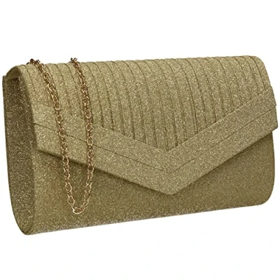 Afbeelding van SwankySwans Ruth Sprankelende glanzende feestbal bruiloft avond clutch tas portemonnee, Goud