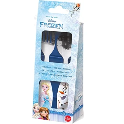 Afbeelding van p:os 25212 Frozen kinderbestek, 2 delige bestekset met vork en lepel, roestvrij staal kunststof handgrepen