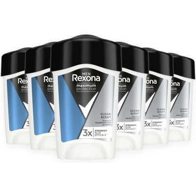 Afbeelding van 6x Rexona Men Deo Cream Stick Maximum Protection Clean Scent 45ml