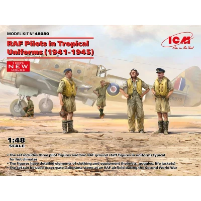 Afbeelding van 1:48 ICM 48080 RAF Pilots in Tropical Uniforms 1941 1945 Plastic Modelbouwpakket