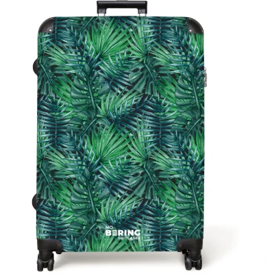 Afbeelding van NoBoringSuitcases.com® Koffer groot Reiskoffer lichtgewicht Palm bladeren monstera patroon groen Rolkoffer met 4 wielen Grote trolley XL 98 liter bagage